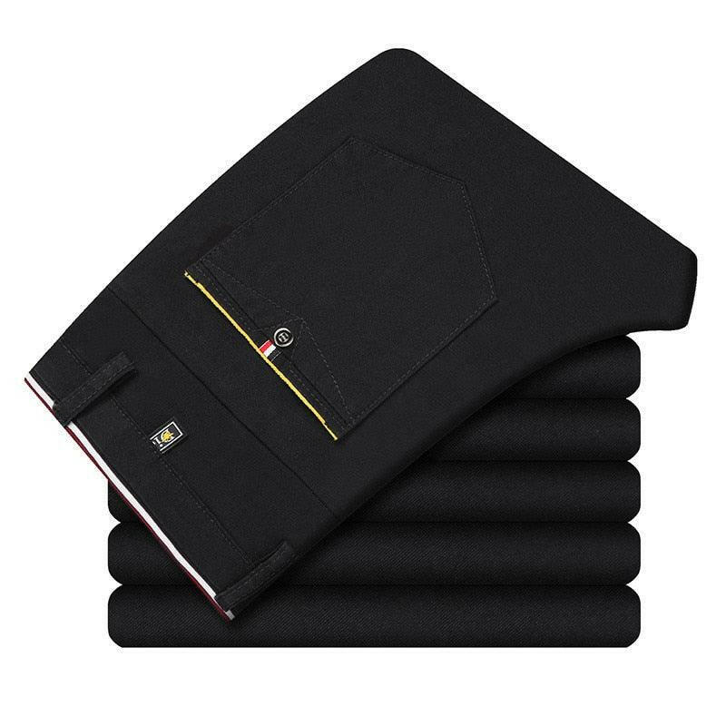 Slim Fit Pleated Pencil Pants for Men Black