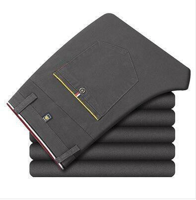 Slim Fit Pleated Pencil Pants for Men Gray