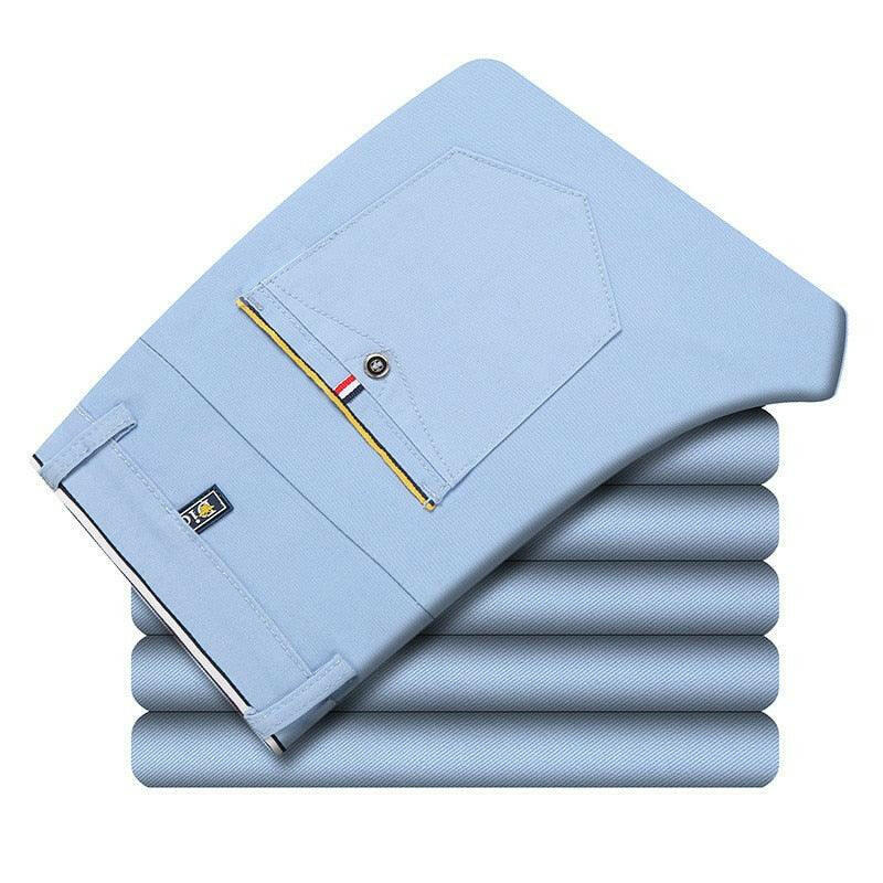 Slim Fit Pleated Pencil Pants for Men Sky Blue