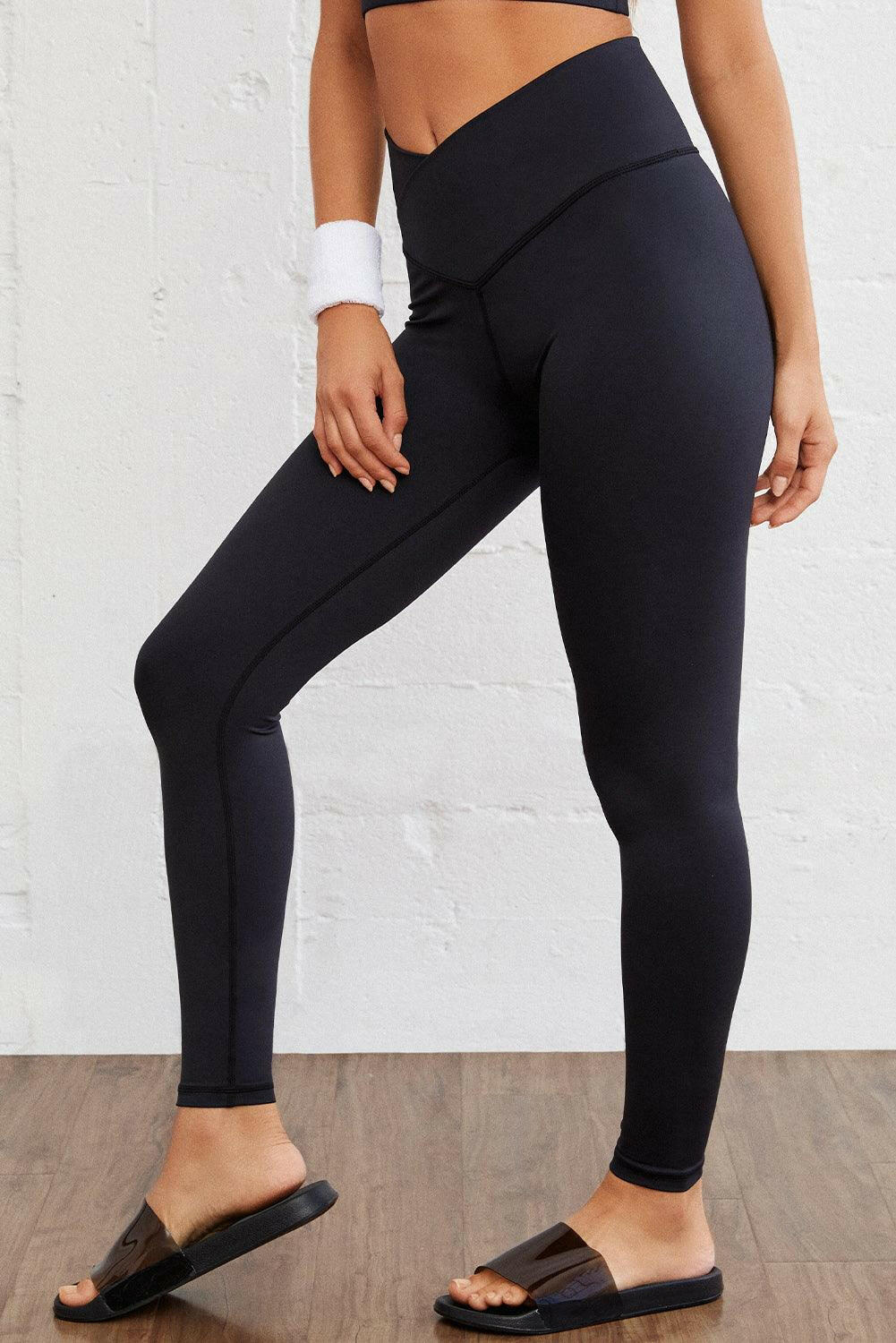 Slim Fit Stretchy Sports Pants with Wide Waistband Black