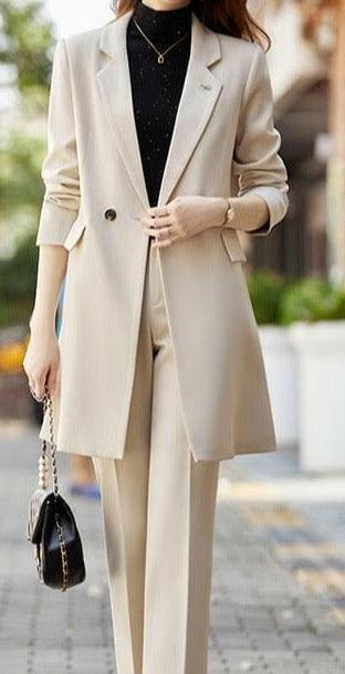 Sophisticated Women's Blazer Suit Khaki Pant Suits M 2-3 Days