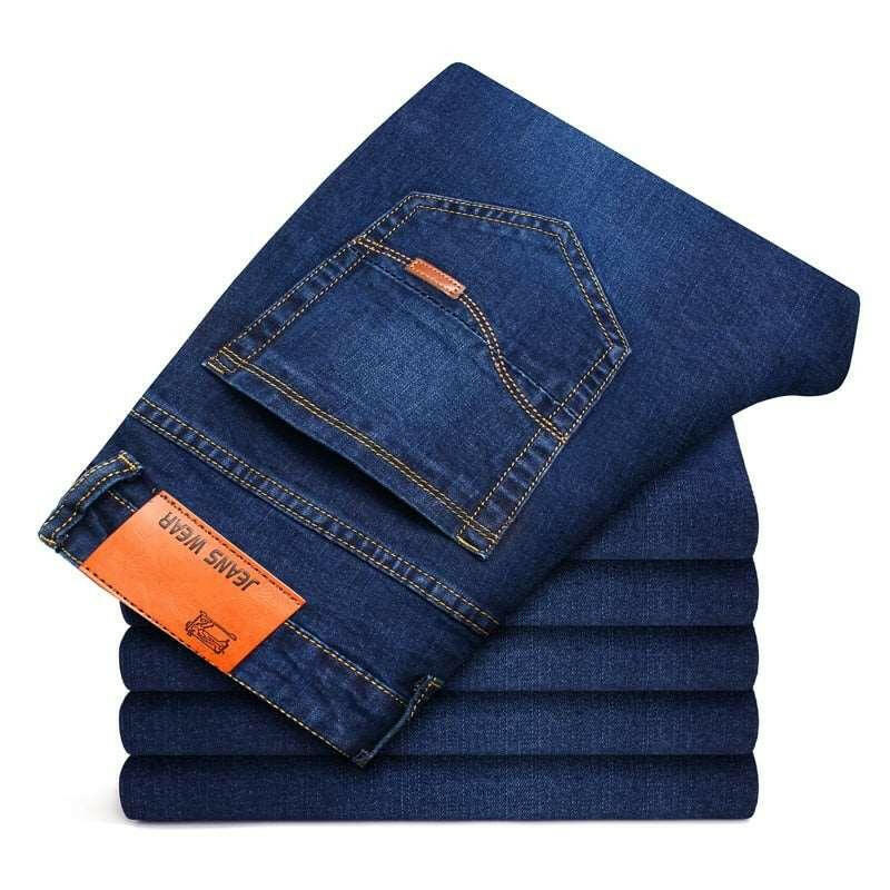 Stretch Casual Denim Jeans with Regular Straight Cut blue