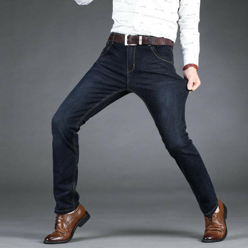 Stretch Casual Denim Jeans with Regular Straight Cut