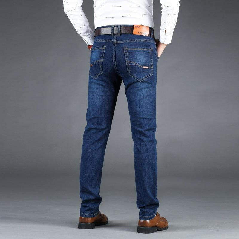 Stretch Casual Denim Jeans with Regular Straight Cut