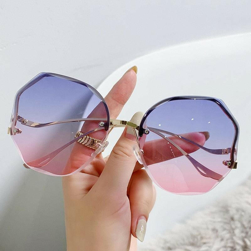 Stylish Curved Rimless Sunnies Blue and Pink other