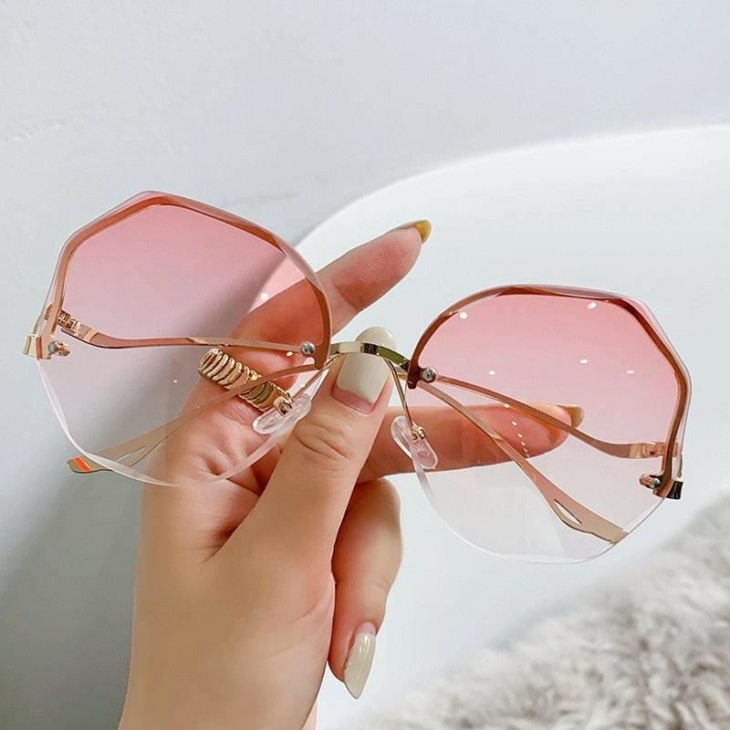 Stylish Curved Rimless Sunnies Pink other