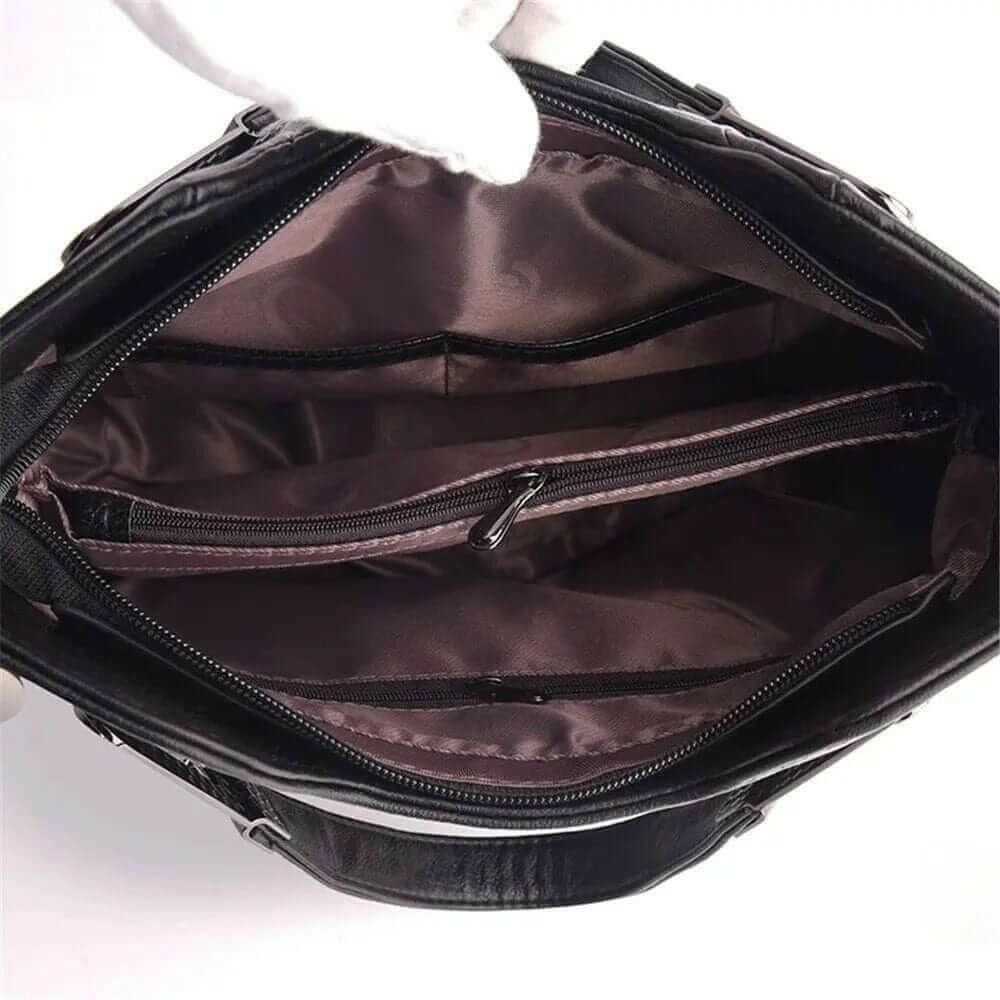 Stylish Genuine Leather Tote with Cell Phone Pocket Interior