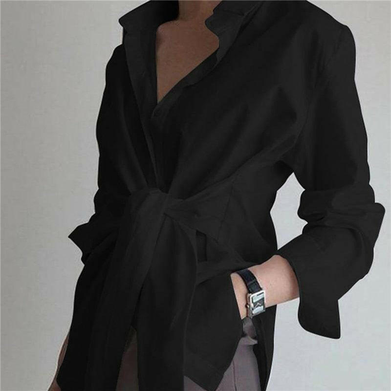 Stylish Long Sleeve Lapel Shirt Black