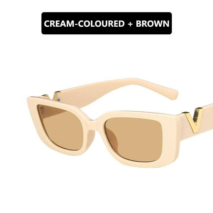 Stylish Retro Rectangle Sunglasses Cream