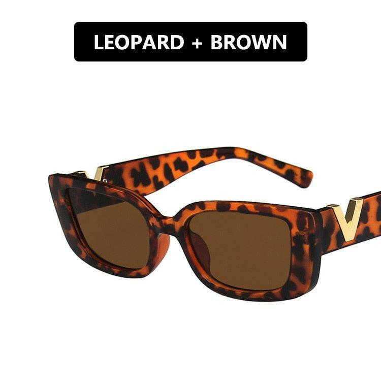 Stylish Retro Rectangle Sunglasses Leopard