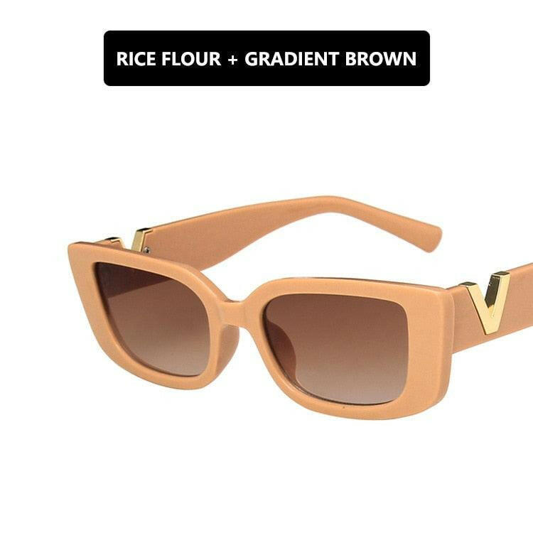 Stylish Retro Rectangle Sunglasses Rice Flour