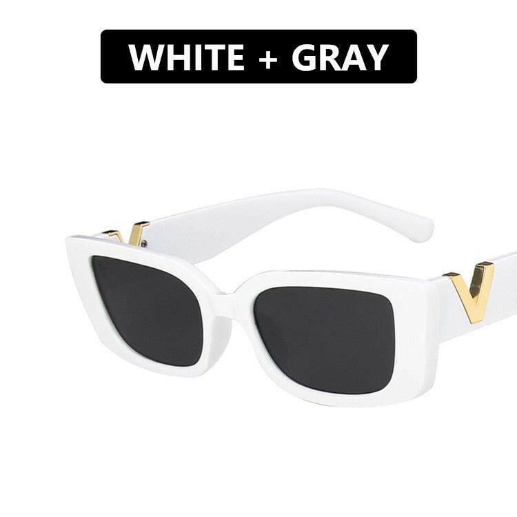 Stylish Retro Rectangle Sunglasses White