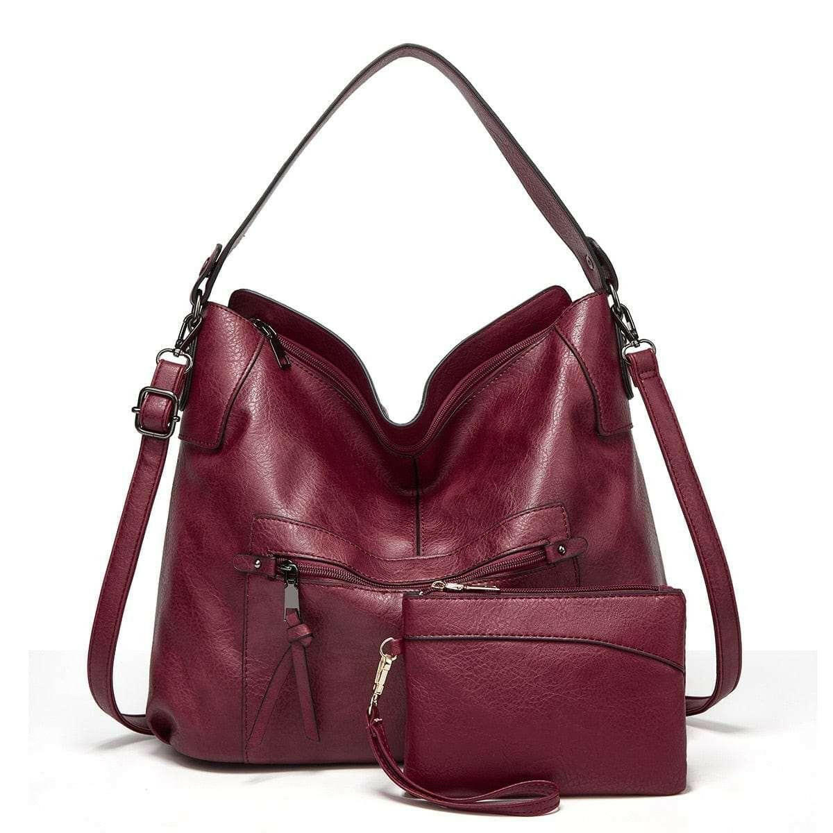 Stylish Vegan Leather Bag with Interior Slot and Cell Phone Pocket - Vegan Leather by The Nichole Collection