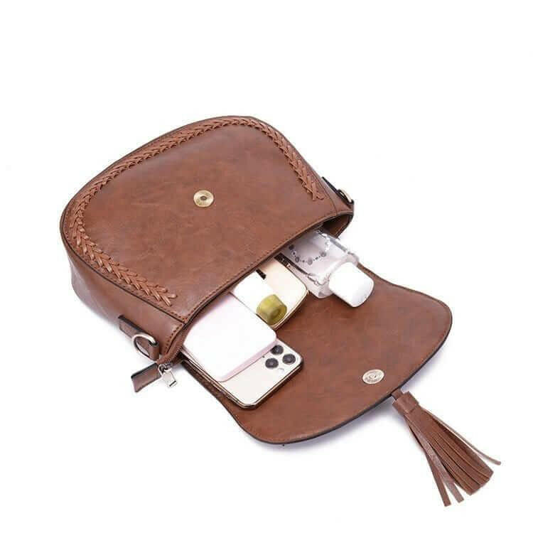 Stylish Vegan Leather Saddle Bag - The JOELLE by Nichole Collection - Saddle Bags by The Nichole Collection