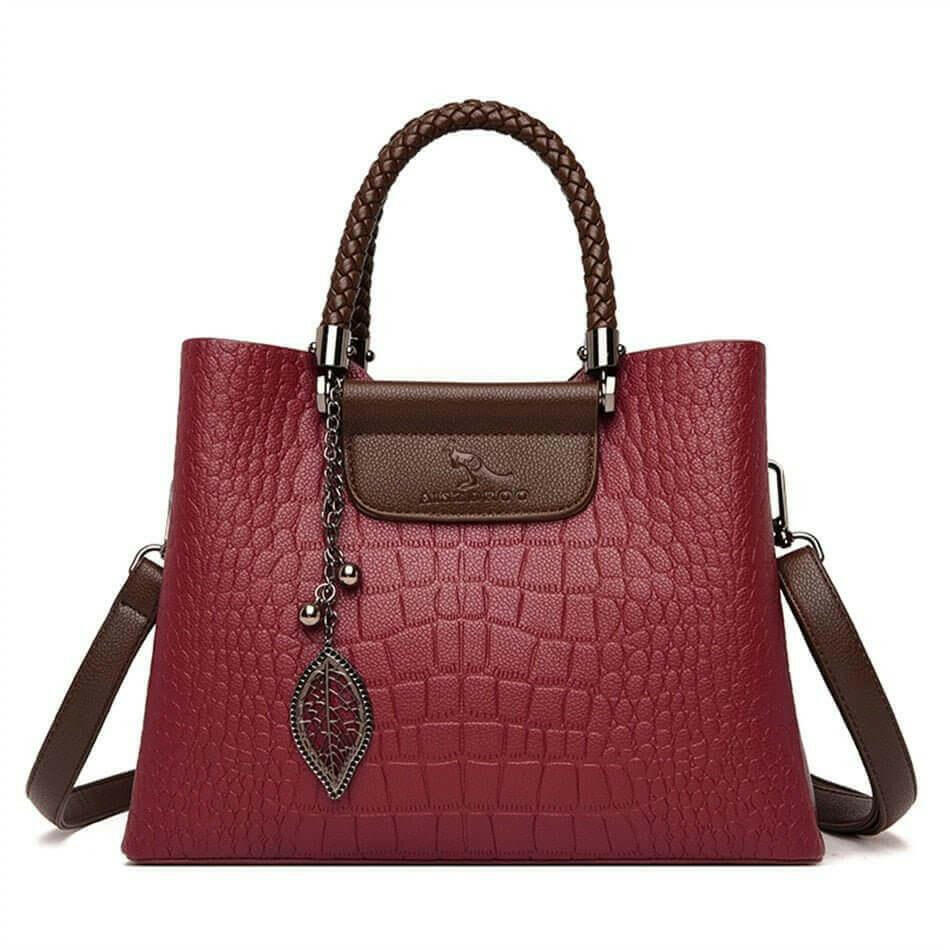 The ALEXANDRA Genuine Leather Shoulder Bag Burgundy