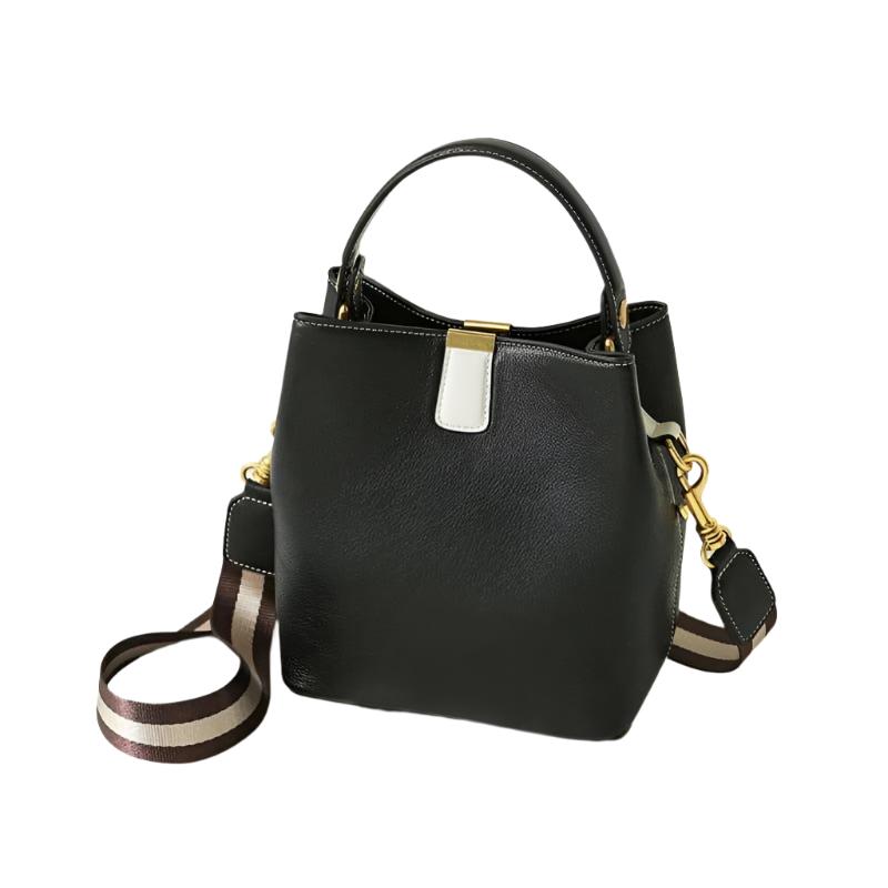 Versatile BECCA Bucket Bag in Durable Split Leather Black