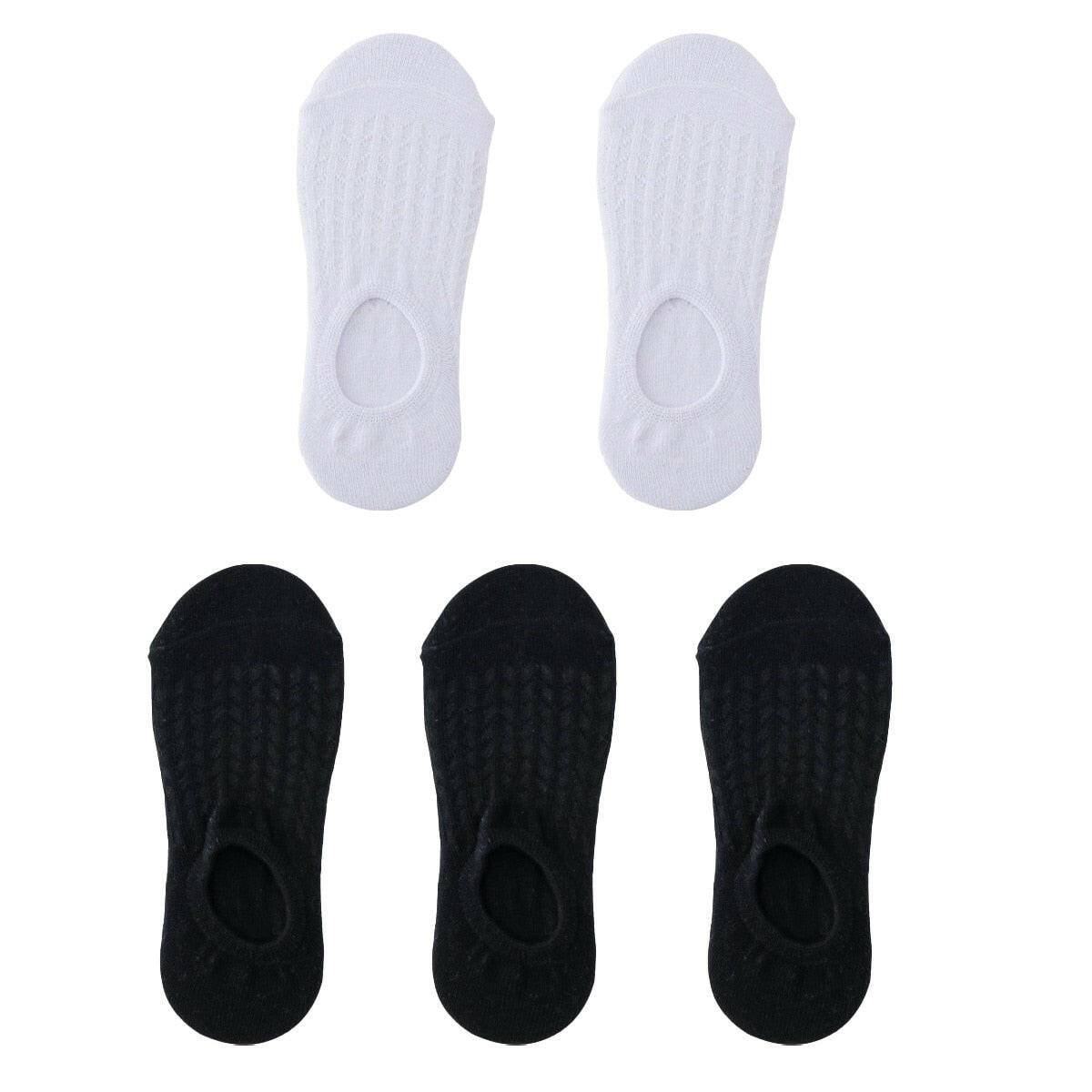 Women's Thin Mesh Boat Socks (5 pairs) Black and White EU 35-39