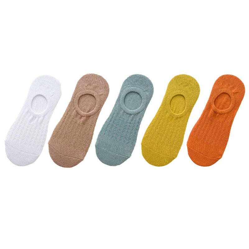 Women's Thin Mesh Boat Socks (5 pairs) Orange Multi-colored EU 35-39