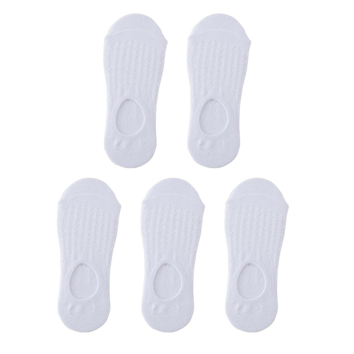 Women's Thin Mesh Boat Socks (5 pairs) White EU 35-39