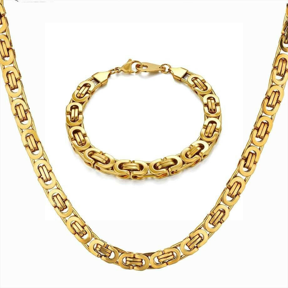 Byzantine Box Chain Jewelry Set 76cm and 21cm